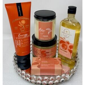 BBW Aromatherapy ENERGY Orange Ginger 5-Pc Bundle Cream + Scrub + Candle + More